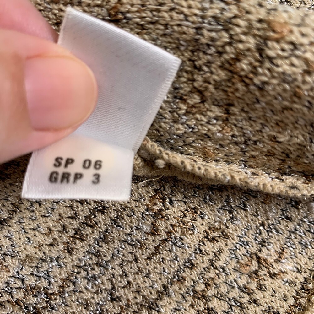 St. John Collection Blazer Jacket Gold Tan Boucle Knit Leather Trim Zip Size 8 - Picture 8 of 12